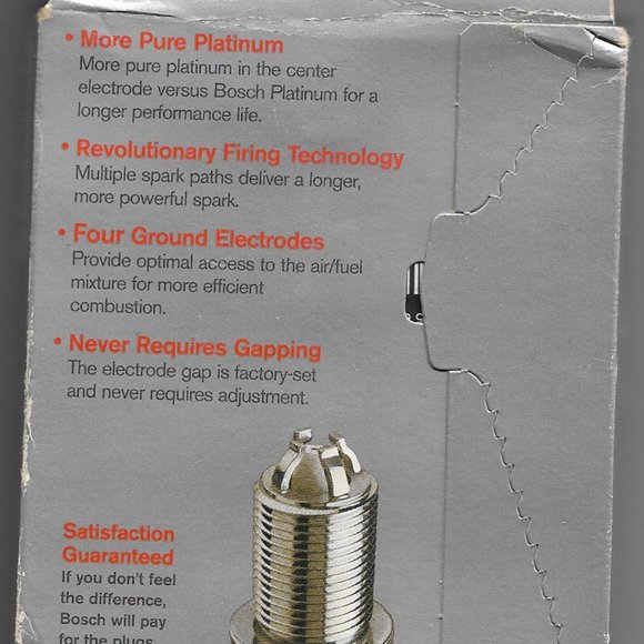 NEW BOSCH PLATINUM SPARK PLUG PACK OF 4 (PN BOSCH 4477) - Picture 4 of 5